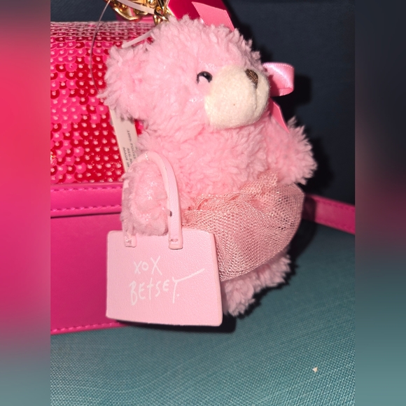 Betsey Johnson Handbag/Crossbody with Plush Bear Charm - Picture 6 of 8
